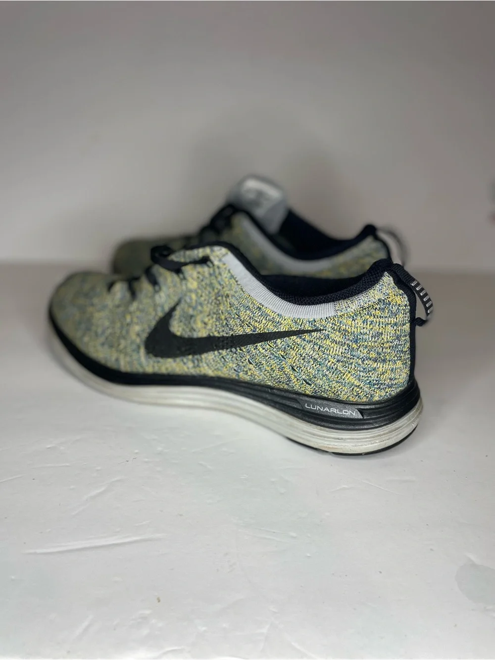 Nike Flyknit Lunar1+ sneakers multi-color woven knit upper mens size 10